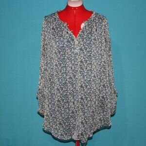 Flowey Floral Pattern Crewneck Blouse